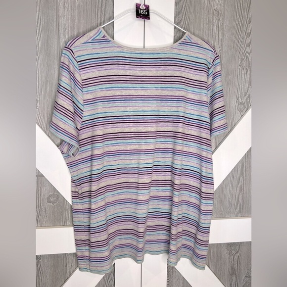 B4.64 Croft and Barrow Striped The Classic Tee Short Sleeve 1X - Picture 5 of 5